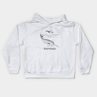 Save The Narwhals Unicorn Of The Sea Retro Style Kids Hoodie